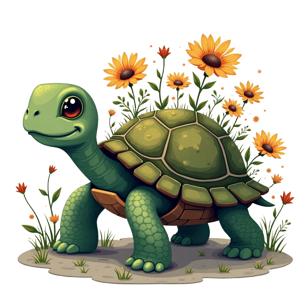 Turtle in Sunflowers